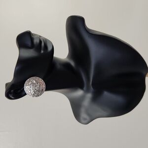 Vintage aztec silver embossed mid century earrings